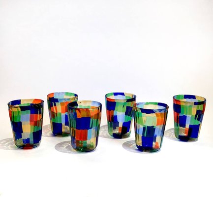 Italian Murano Glasses in the style of Venini, Set of 6-TKI-1182511