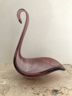 Italian Murano Purple and Violet Swan Art Glass Sculpture, 1960s-NOU-636290