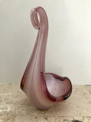 Italian Murano Purple and Violet Swan Art Glass Sculpture, 1960s-NOU-636290