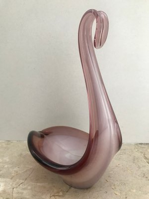 Italian Murano Purple and Violet Swan Art Glass Sculpture, 1960s-NOU-636290