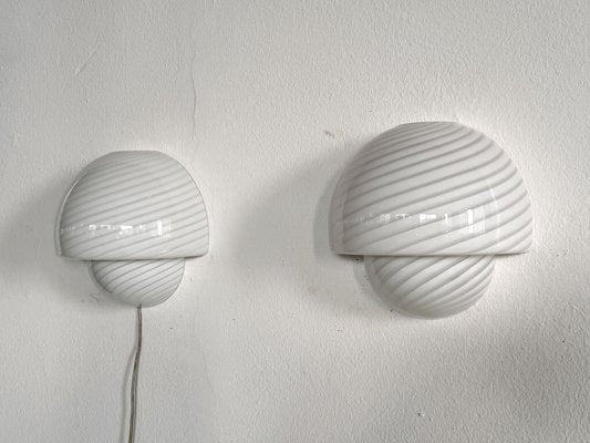 Italian Murano Swirl Glass Mushroom Wall Sconces from De Majo, 1970s, Set of 2-VNE-2017172