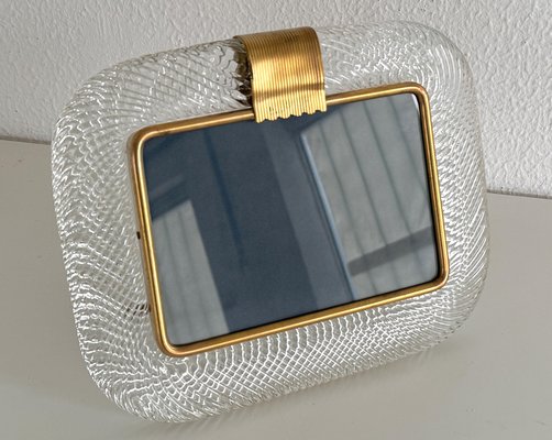 Italian Murano Twisted Clear Glass and Brass Picture Foto Frame from Barovier & Toso-VNE-2036249