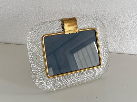 Italian Murano Twisted Clear Glass and Brass Picture Foto Frame from Barovier & Toso-VNE-2036249