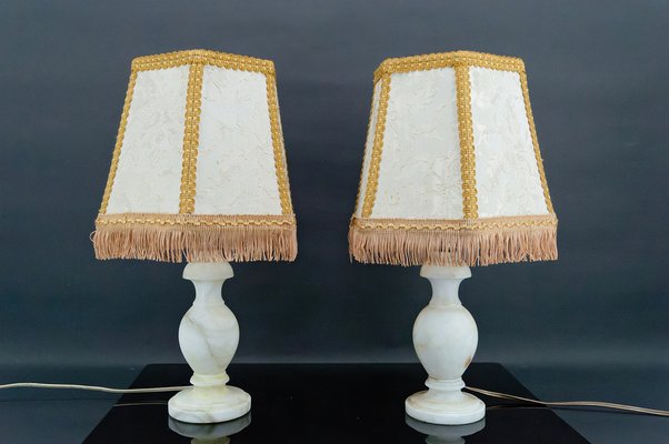 Italian Neo-Classical Alabaster Lamps, 1940, Set of 2-XNH-1804477