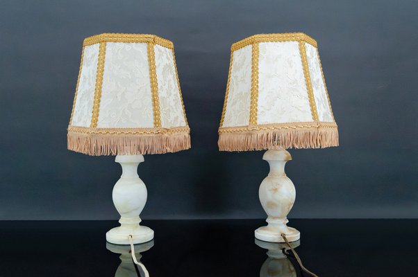 Italian Neo-Classical Alabaster Lamps, 1940, Set of 2-XNH-1804477