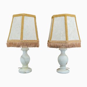 Italian Neo-Classical Alabaster Lamps, 1940, Set of 2-XNH-1804477