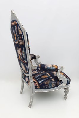 Italian Neoclassical Armchairs with Fornasetti Linen Fabric, 1950s, Set of 2-FER-1823028