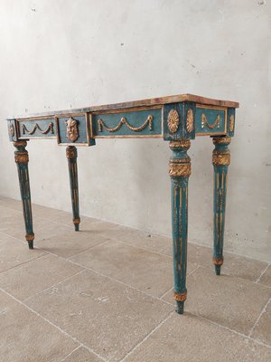 Italian Neoclassical Decorative Painted Console Table with Faux Marble Top-TDA-1376392