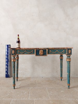 Italian Neoclassical Decorative Painted Console Table with Faux Marble Top-TDA-1376392