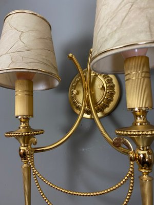 Italian Neoclassical Gilt Brass Wall Lights by Sciolari, 1960s, Set of 2-WZZ-1179085