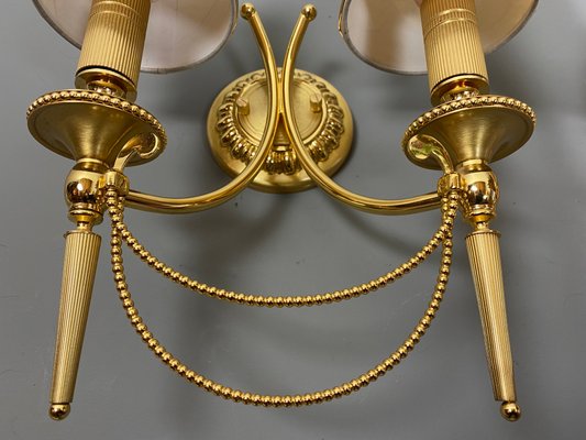 Italian Neoclassical Gilt Brass Wall Lights by Sciolari, 1960s, Set of 2-WZZ-1179085