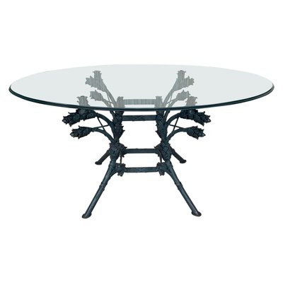 Italian Neoclassical Ornamental Wrought Iron Center Table with Oval Glass Top-PSK-1002610