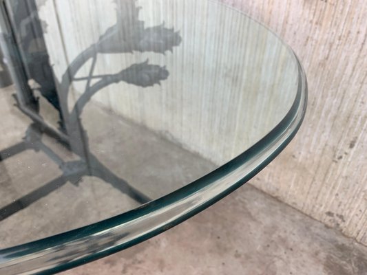 Italian Neoclassical Ornamental Wrought Iron Center Table with Oval Glass Top-PSK-1002610