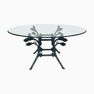 Italian Neoclassical Ornamental Wrought Iron Center Table with Oval Glass Top-PSK-1002610