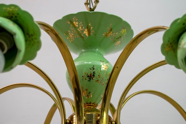 Italian Neoclassical Porcelain and Brass 8-Light Chandelier, 1960s-FER-801019