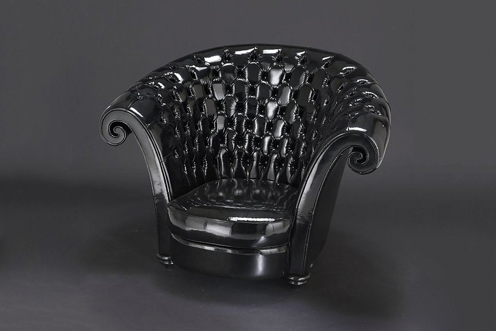 Italian Nera Ecopelle Versailles Armchair from VGnewtrend