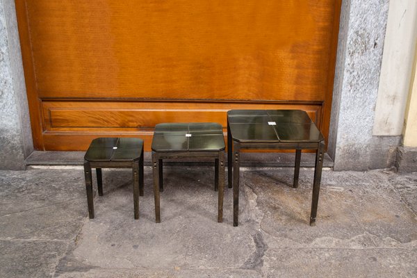 Italian Nesting Table in Wood and Acrylic Glass, 1980s, Set of 3-VCV-1344133