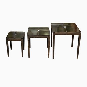 Italian Nesting Table in Wood and Acrylic Glass, 1980s, Set of 3-VCV-1344133