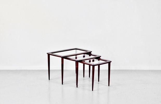 Italian Nesting Tables in Mahogany attributed to Ico & Luisa Parisi, 1960s, Set of 3-DUG-2041266