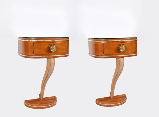 Italian Nightstands in Wood, 1930s, Set of 2-JDR-1393028