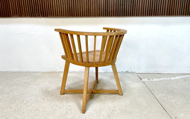 Italian Oak Model Gray 24 Armchair with Leather Cushion by Paola Navone for Gervarsoni, 1990s-JP-1362175