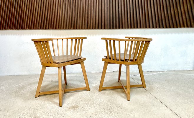 Italian Oak Model Gray 24 Armchair with Leather Cushion by Paola Navone for Gervarsoni, 1990s-JP-1362159