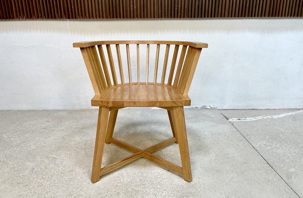 Italian Oak Model Gray 24 Armchair with Leather Cushion by Paola Navone for Gervarsoni, 1990s-JP-1362159