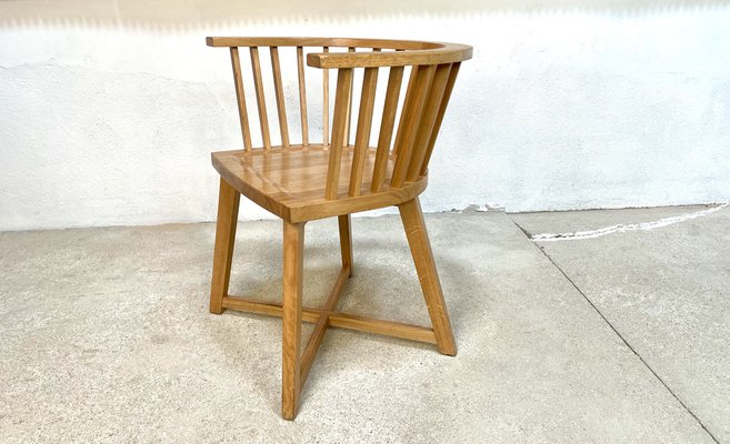 Italian Oak Model Gray 24 Armchair with Leather Cushion by Paola Navone for Gervarsoni, 1990s-JP-1362159