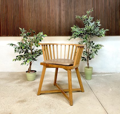 Italian Oak Model Gray 24 Armchair with Leather Cushion by Paola Navone for Gervarsoni, 1990s-JP-1362175