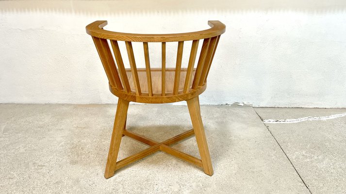 Italian Oak Model Gray 24 Armchair with Leather Cushion by Paola Navone for Gervarsoni, 1990s-JP-1362159