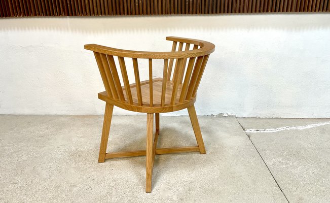 Italian Oak Model Gray 24 Armchair with Leather Cushion by Paola Navone for Gervarsoni, 1990s-JP-1362159