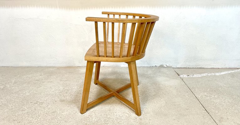 Italian Oak Model Gray 24 Armchair with Leather Cushion by Paola Navone for Gervarsoni, 1990s-JP-1362175