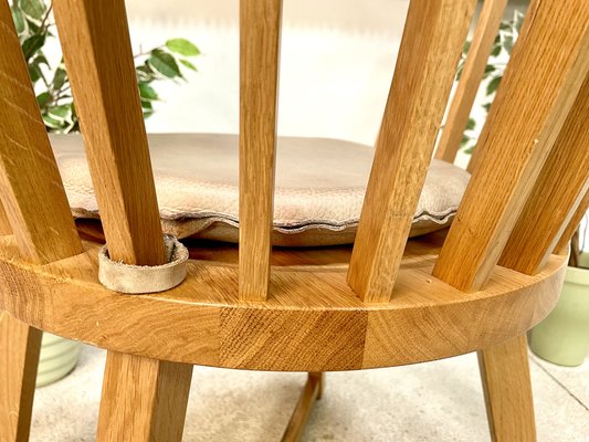 Italian Oak Model Gray 24 Armchair with Leather Cushion by Paola Navone for Gervarsoni, 1990s-JP-1362175