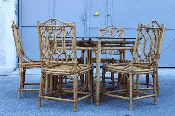 Italian Octagonal Dining Table & Chairs Set, 1950s, Set of 7-EH-699728