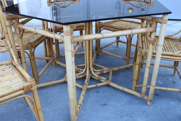 Italian Octagonal Dining Table & Chairs Set, 1950s, Set of 7-EH-699728