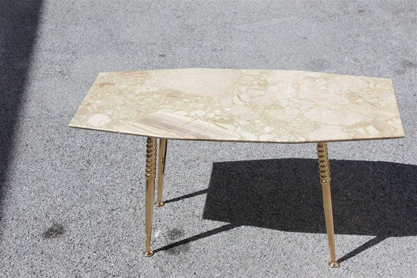 Italian Octagonal Marble and Brass Coffee Table, 1950s-EH-625353