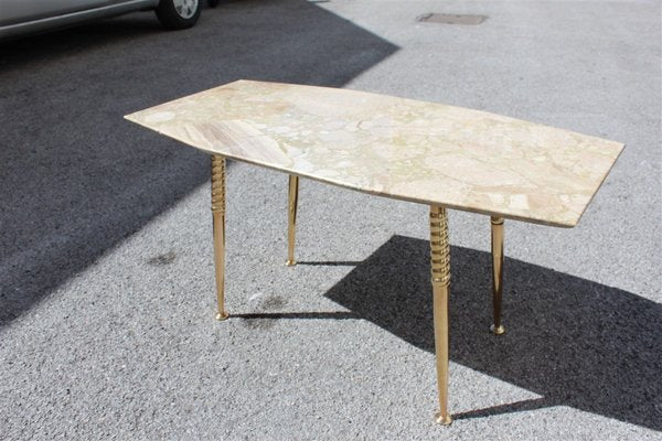 Italian Octagonal Marble and Brass Coffee Table, 1950s-EH-625353