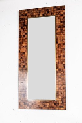 Italian Olive Wood Marquetry & Brass Mirror by Sandro Petti, 1970-LBS-1150743