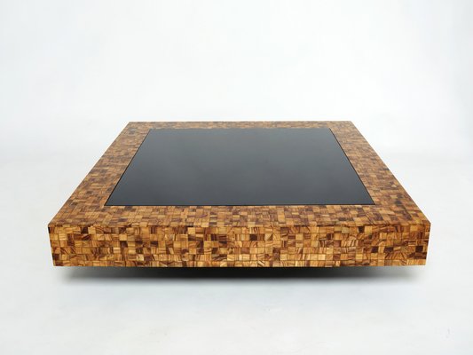 Italian Olive Wood Marquetry Coffee Table by Sandro Petti, 1970s-YJA-1109504