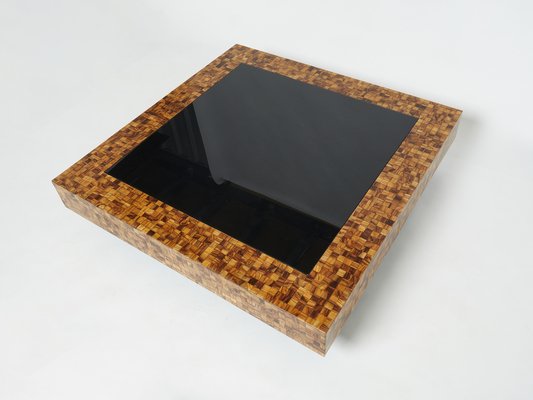 Italian Olive Wood Marquetry Coffee Table by Sandro Petti, 1970s-YJA-1109504