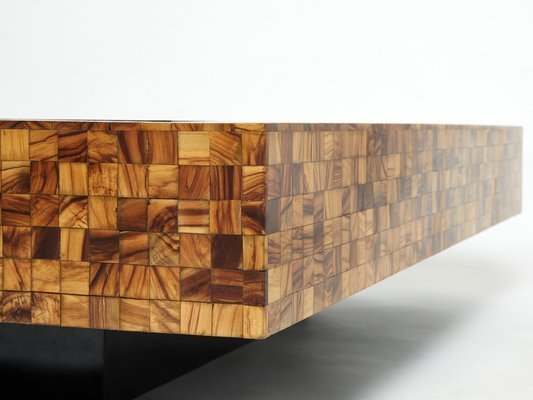 Italian Olive Wood Marquetry Coffee Table by Sandro Petti, 1970s-YJA-1109504