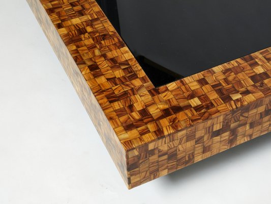 Italian Olive Wood Marquetry Coffee Table by Sandro Petti, 1970s-YJA-1109504