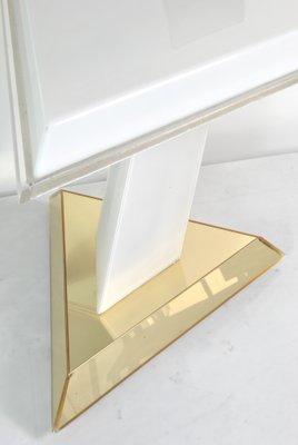 Italian Opal Acrylic Glass and Bronze Mirror Table Lamp by Nina Ricci, 1970-WFB-1070317