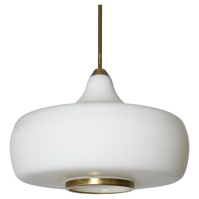 Italian Opal Glass and Brass Ceiling Lamp from Stilnovo, 1960s-JDR-1794022