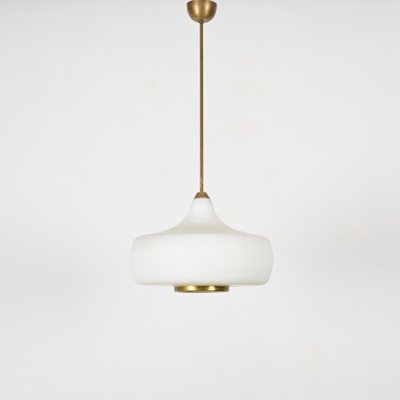 Italian Opal Glass and Brass Ceiling Lamp from Stilnovo, 1960s-JDR-1794022