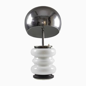 Italian Opal Glass and Chromed Steel Table Lamp-LMR-1367177