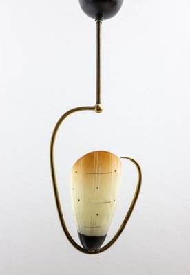 Italian Opal Glass & Brass Ceiling Light, 1950s-YGX-1171990