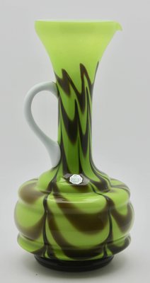 Italian Opalescent Green and Brown Opaline Pitcher, Florence-MJY-1148987