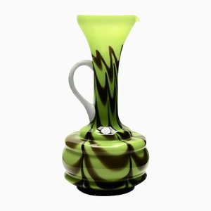 Italian Opalescent Green and Brown Opaline Pitcher, Florence-MJY-1148987