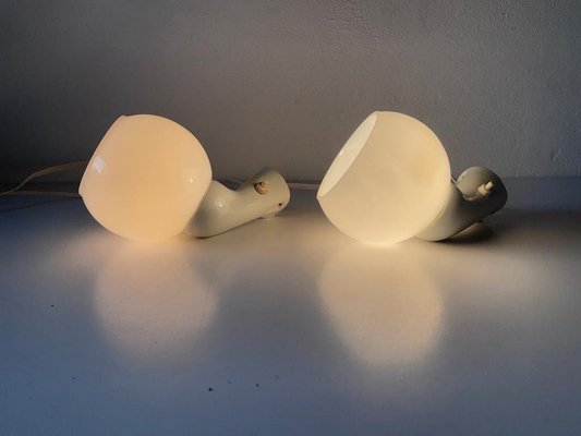 Italian Opaline Glass and Porcelain Bathroom Lamps, Italy, 1940s, Set of 2-RDS-1453399